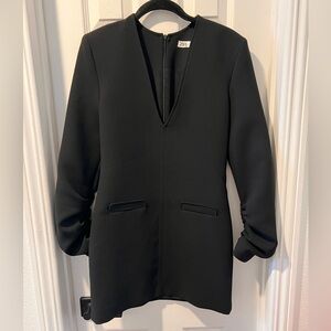 Zara Black V-Neck Structured Blazer Dress